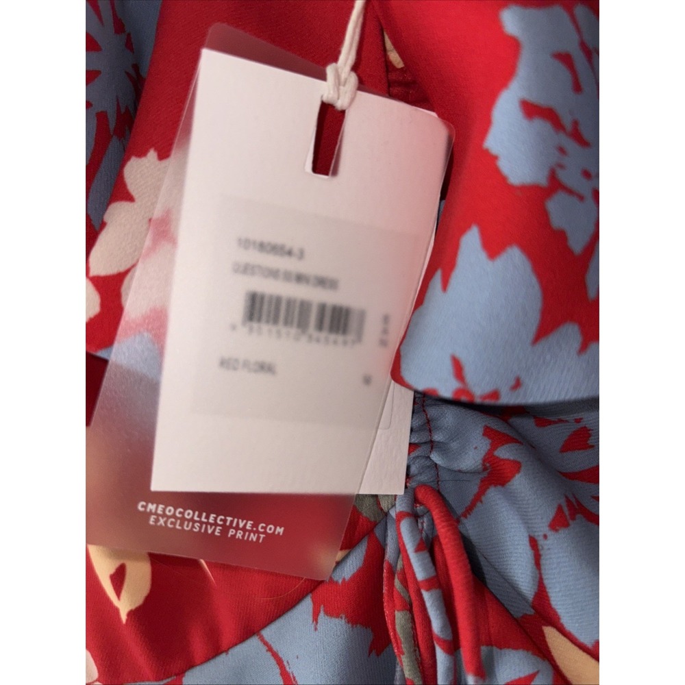 C/MEO Collective Red Floral Ruffle Cold Shoulder Mini Dress Womens Medium NWT - Picture 3 of 6